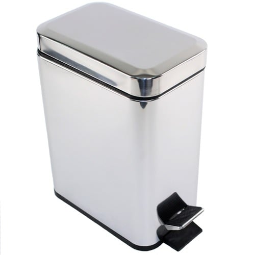 Rectangular Polished Chrome Waste Bin With Pedal Gedy 2909-13